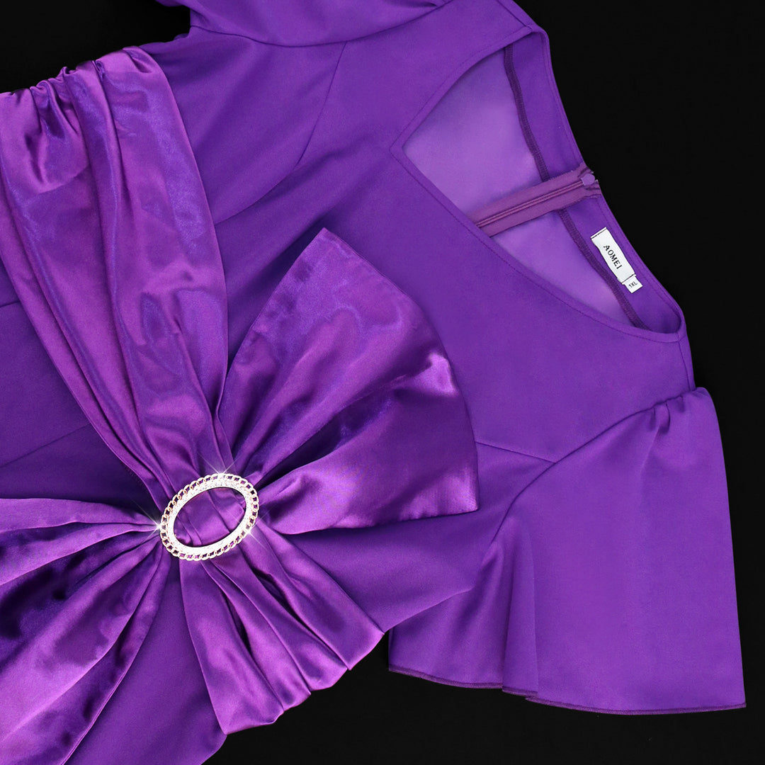 Damen eleganter Jumpsuit mit dekorativer Schleifenapplikation R&B