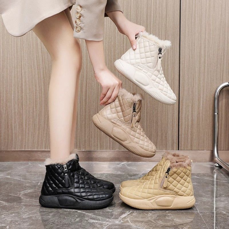 Damen modische Winter-Sneaker mit kuscheligem Innenfutter und praktischem Reißverschluss R&B