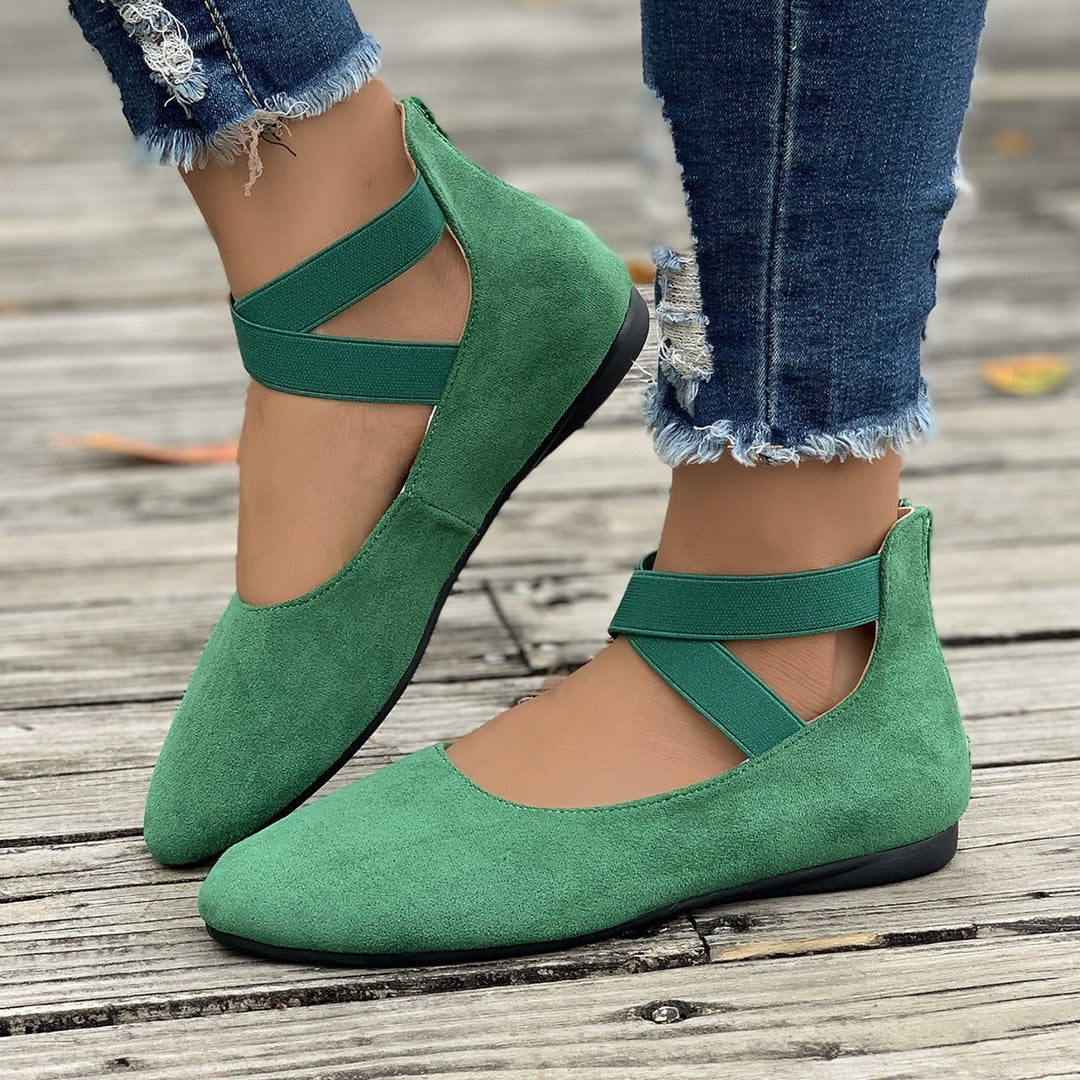 Damen Ballerinas mit elastischen Kreuzriemen R&B