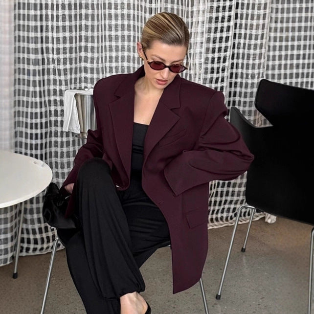 Damen Elegante Oversized Blazerjacke mit detaillierten Knopfverschlüssen R&B
