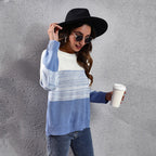 Damen Lässiger Strickpullover mit modernem Farbdruck R&B