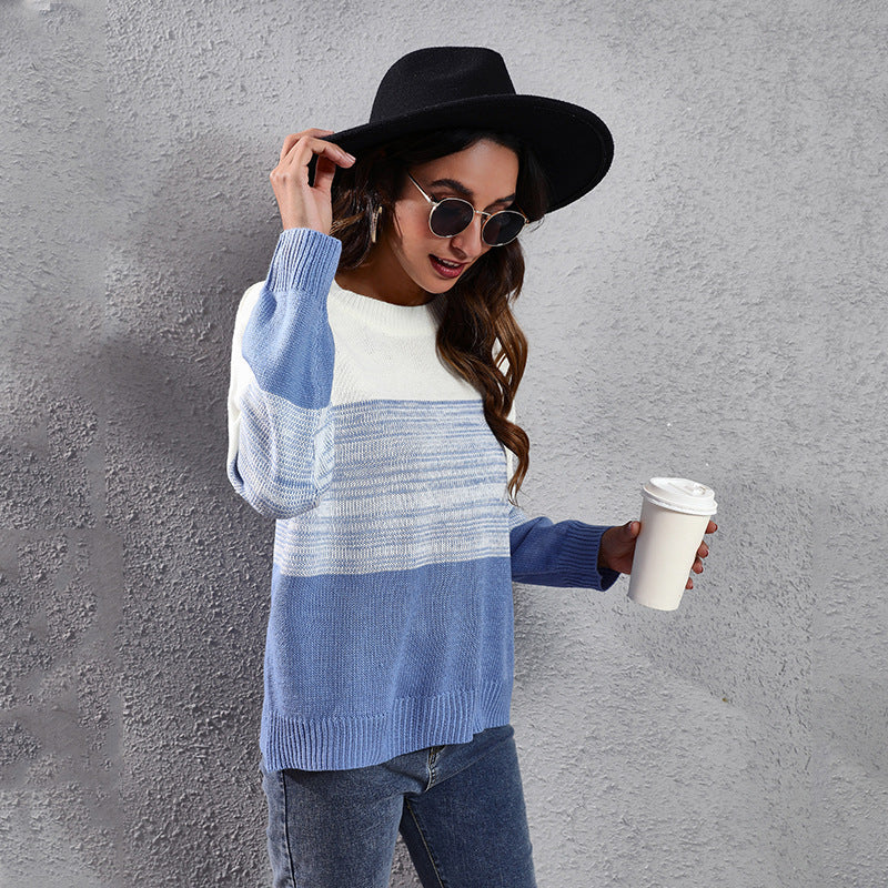Damen Lässiger Strickpullover mit modernem Farbdruck R&B