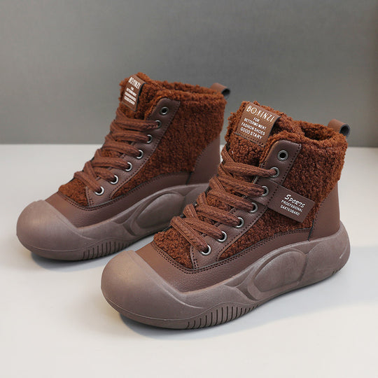 Damen warme High-Top Stiefel mit kuscheligem Innenfutter und rutschfester Sohle R&B