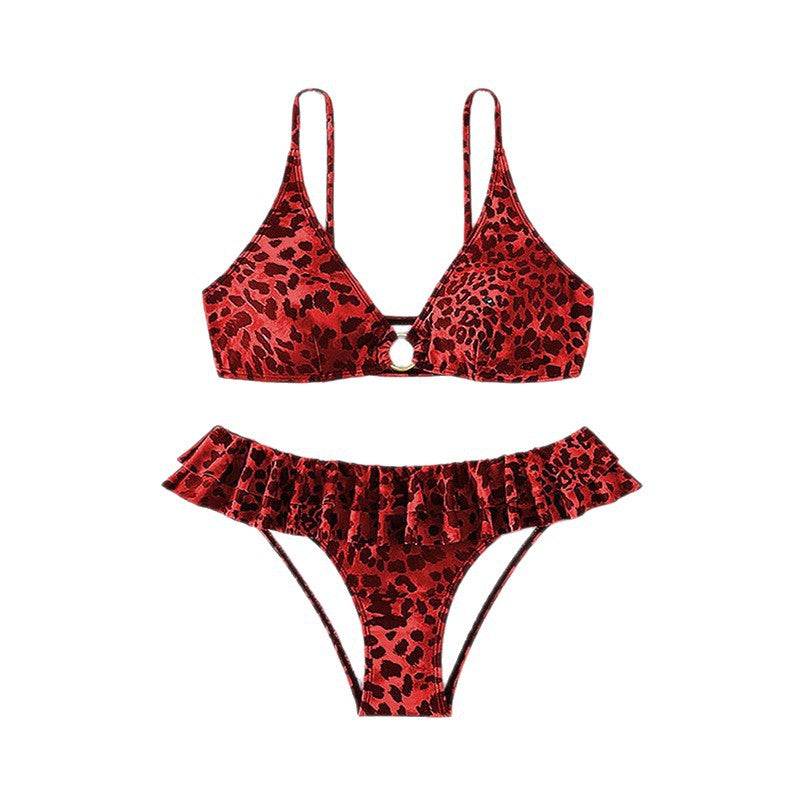 Damen Bikiniset mit raffinierter Rüsche und schickem Goldakzent R&B