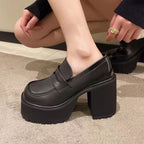 Damen Plateau-Loafers mit robustem Chunky-Absatz R&B