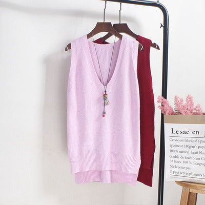 Damen Ärmelloses Stricktop mit V-Ausschnitt und Feinstrickstruktur R&B