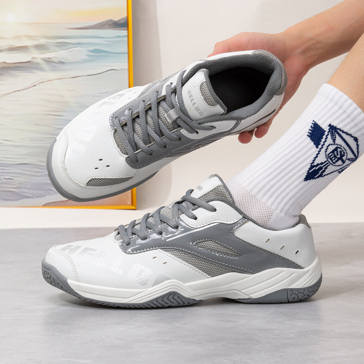Unisex nan leichte atmungsaktive Indoor-Tennisschuhe mit stoßdämpfender Gummisohle R&B