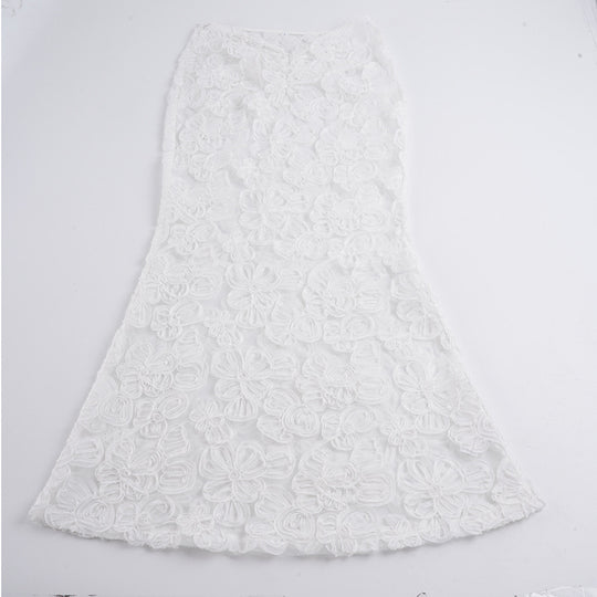 Damen Eleganter Spitzenrock mit floralen Applikationen und fließendem Schnitt R&B