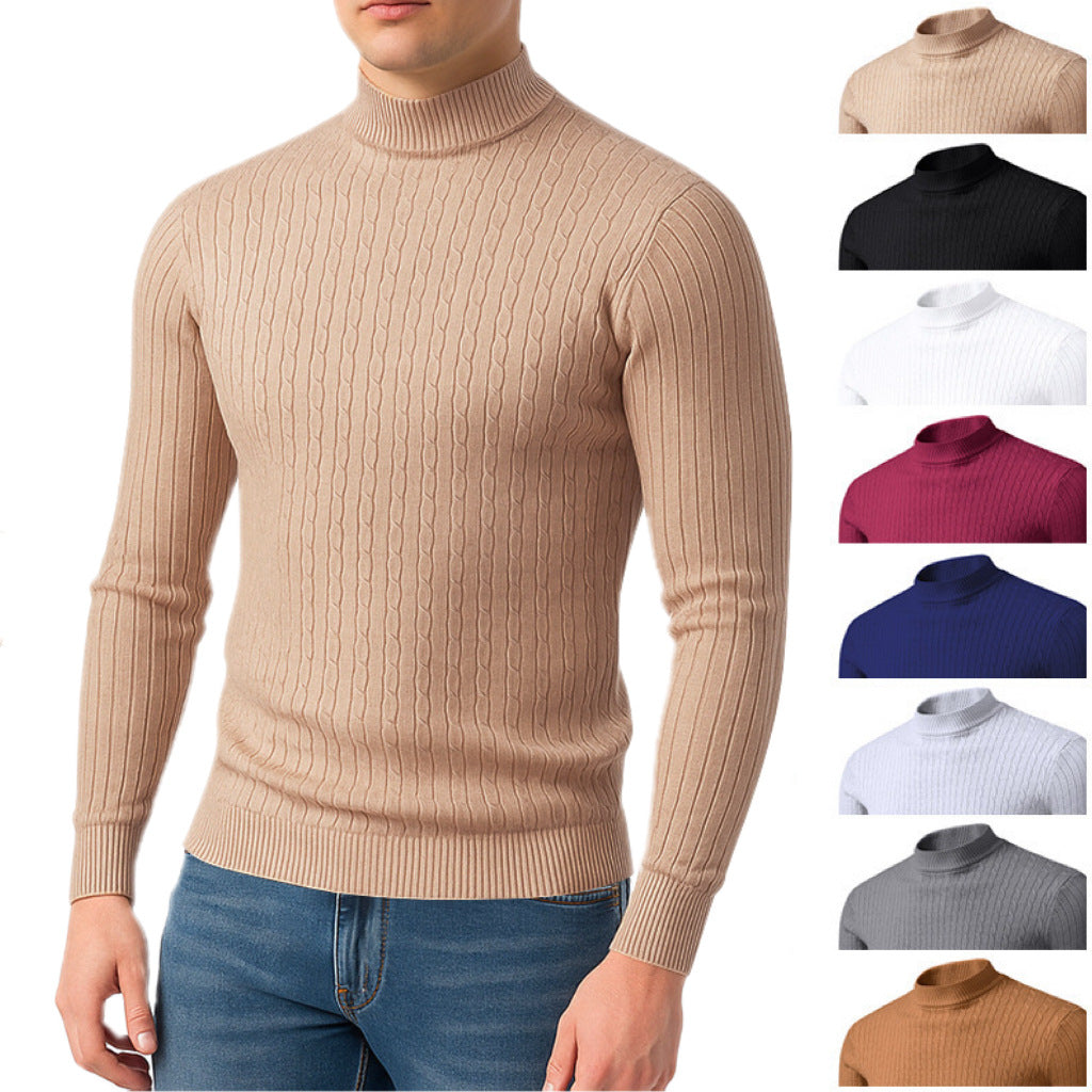 Herren Rollkragenpullover mit strukturiertem Zopfmuster und bequemem Schnitt