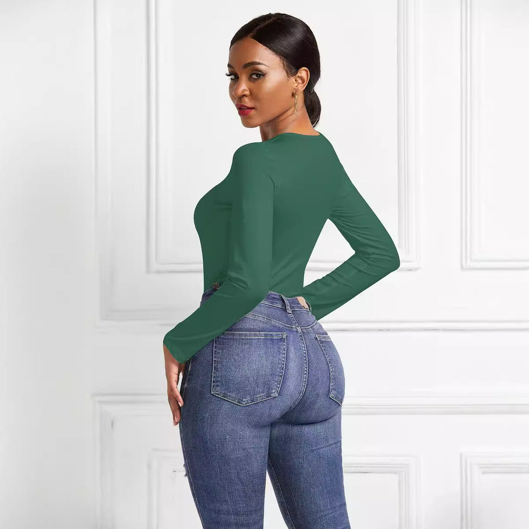 Damen Eleganter Langarmbody mit hohem Beinausschnitt R&B