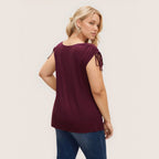 Damen elegantes Oberteil mit lässigem Drapierung und seitlichen BindR&Bändern R&B