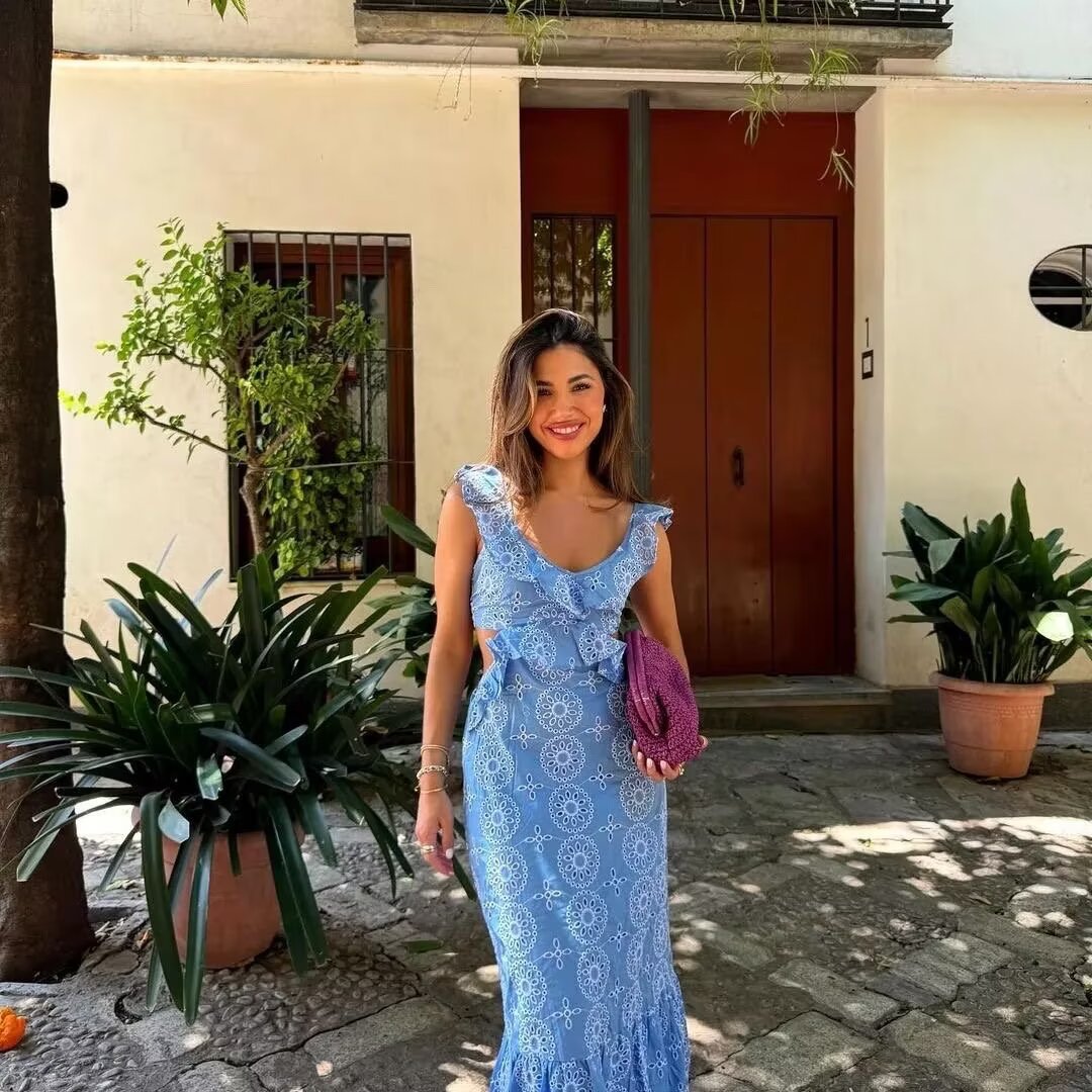 Damen Maxikleid mit Rüschendetails und floralem Muster R&B