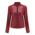 Damen nan taillierte Biker-Kunstlederjacke mit Stehkragen und gesteppter Seitenpartie R&B