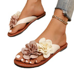 Damen Bequeme Zehentrenner-Sandalen mit floralem Design und gepolstertem Fußbett R&B