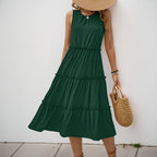 Damen Maxi-Kleid mit Rüschendetails und elastischem Taillenbund R&B