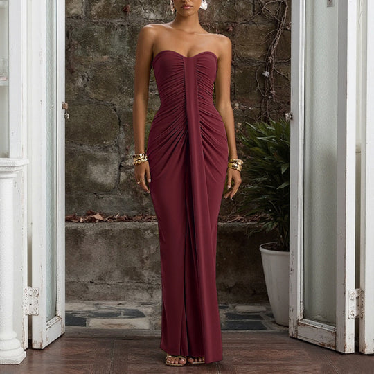 Damen figurbetontes Cocktailkleid mit Raffungen und herzförmigem Ausschnitt R&B