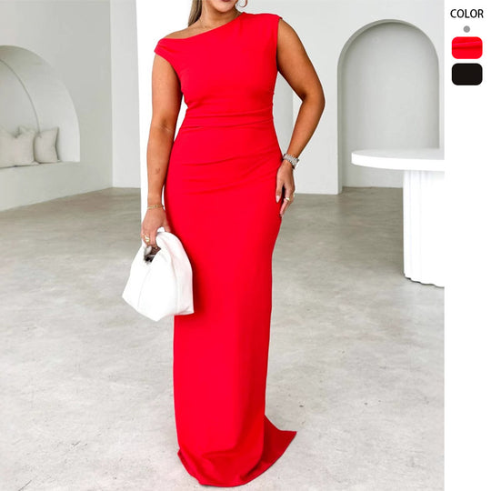Damen Elegantes körperbetontes Maxikleid mit schickem Stehkragen und seitlichem Schlitz R&B