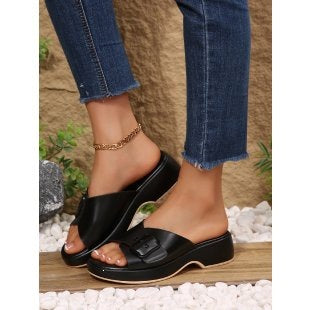 Damen Bequeme und trendige Pantoletten mit verstellbarem Riemen R&B