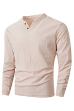 Herren Langarm Shirt mit modischem Henley-Ausschnitt R&B