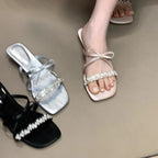 Damen elegante Sandalen mit funkelndem Schmuckdetail R&B