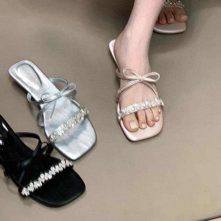 Damen elegante Sandalen mit funkelndem Schmuckdetail R&B