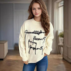 Damen lässiger Pullover mit kreativem Schriftzug R&B