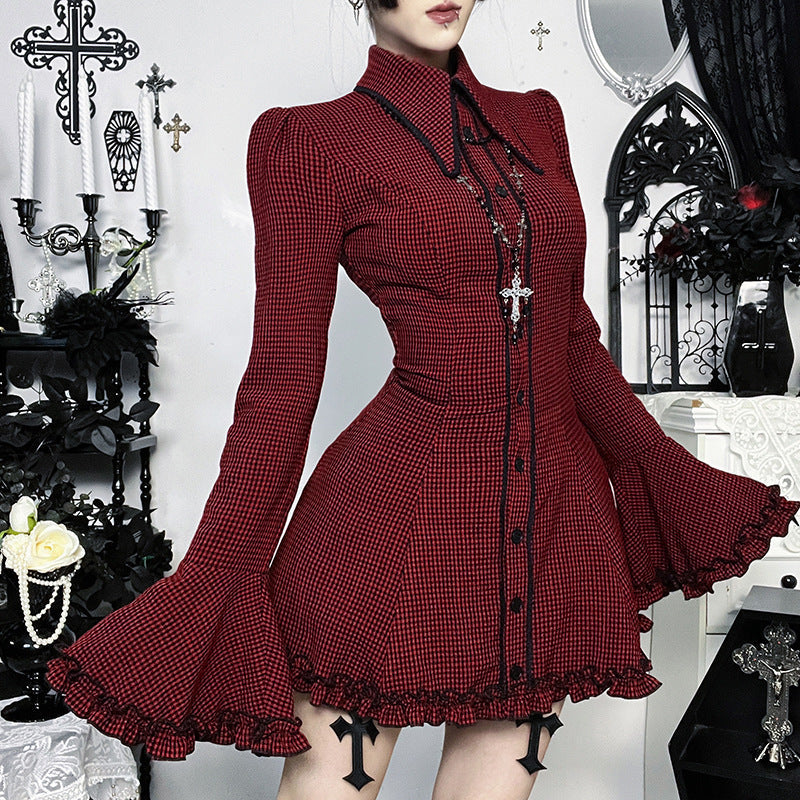 Damen schickes Mini-Kleid mit volantartigen Ärmeln und dekorativem Kragen EB