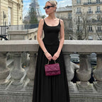 Damen Elegantes Maxikleid mit Drapierung und Spaghetti-Trägern R&B