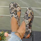 Damen Slip-On Sandalen mit buntem floralem Design und bequemer Fußbettung R&B
