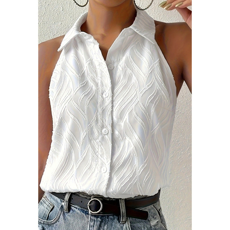 Damen ärmelloses Blusenshirt mit eleganter Struktur R&B