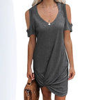 Damen Wickelkleid mit lässigem V-Ausschnitt und cut-out Ärmeln