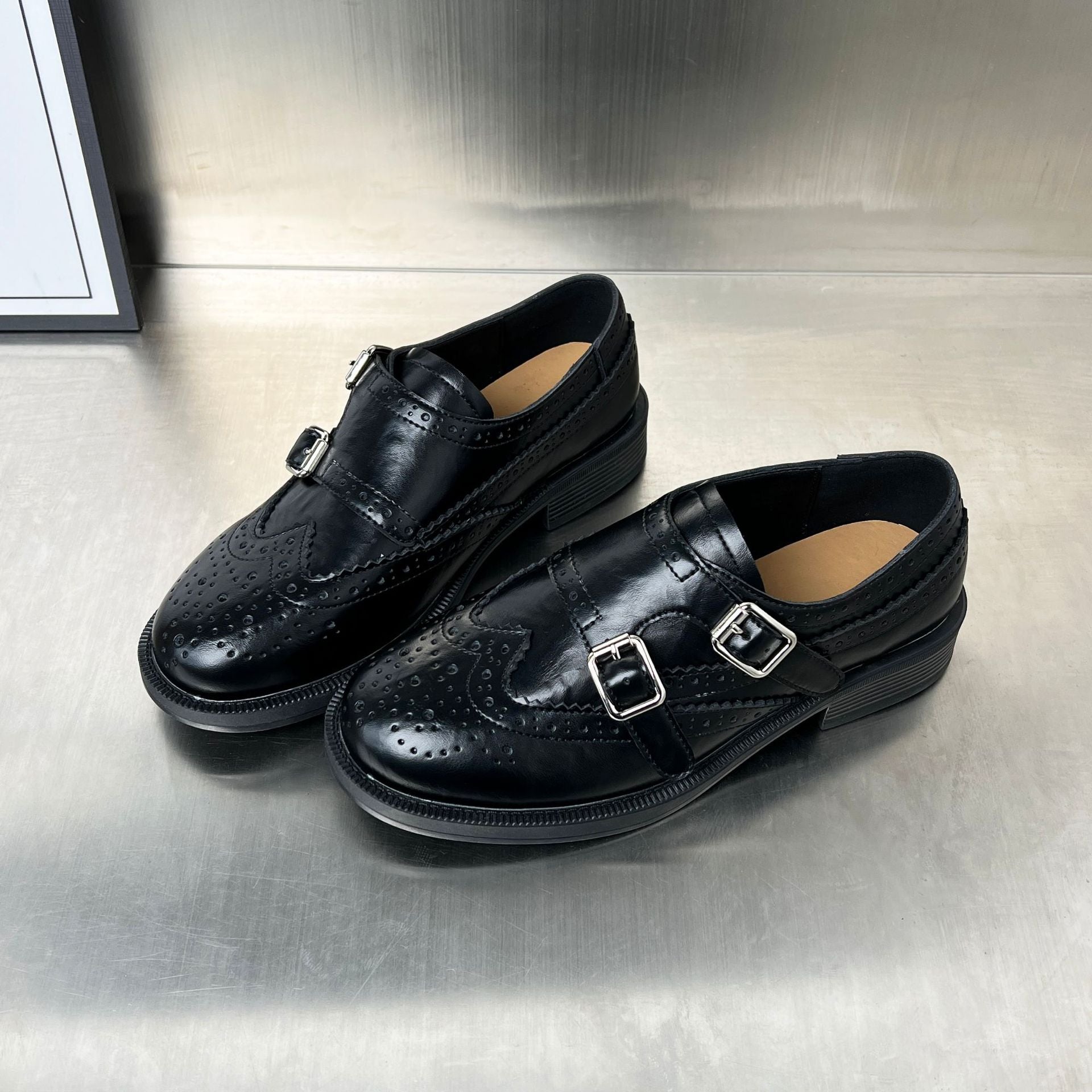 Damen Elegante Schnürschuhe mit doppeltem Schnallenverschluss und modischen Details R&B