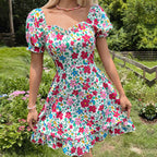 Damen Sommerkleid mit voluminösen Ärmeln und floralem Design R&B