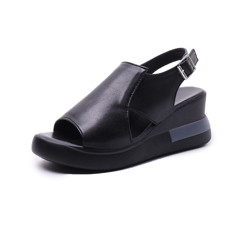 Damen Bequeme und elegante Plateau-Sandaletten mit offener Zehenpartie R&B