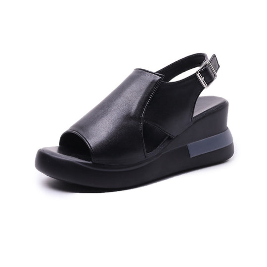 Damen Bequeme und elegante Plateau-Sandaletten mit offener Zehenpartie R&B