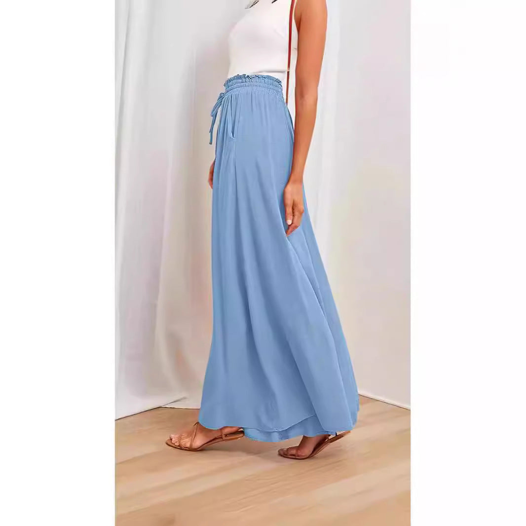 Damenweite Palazzo-Hose mit elastischem Bund und seitlichen Taschen R&B