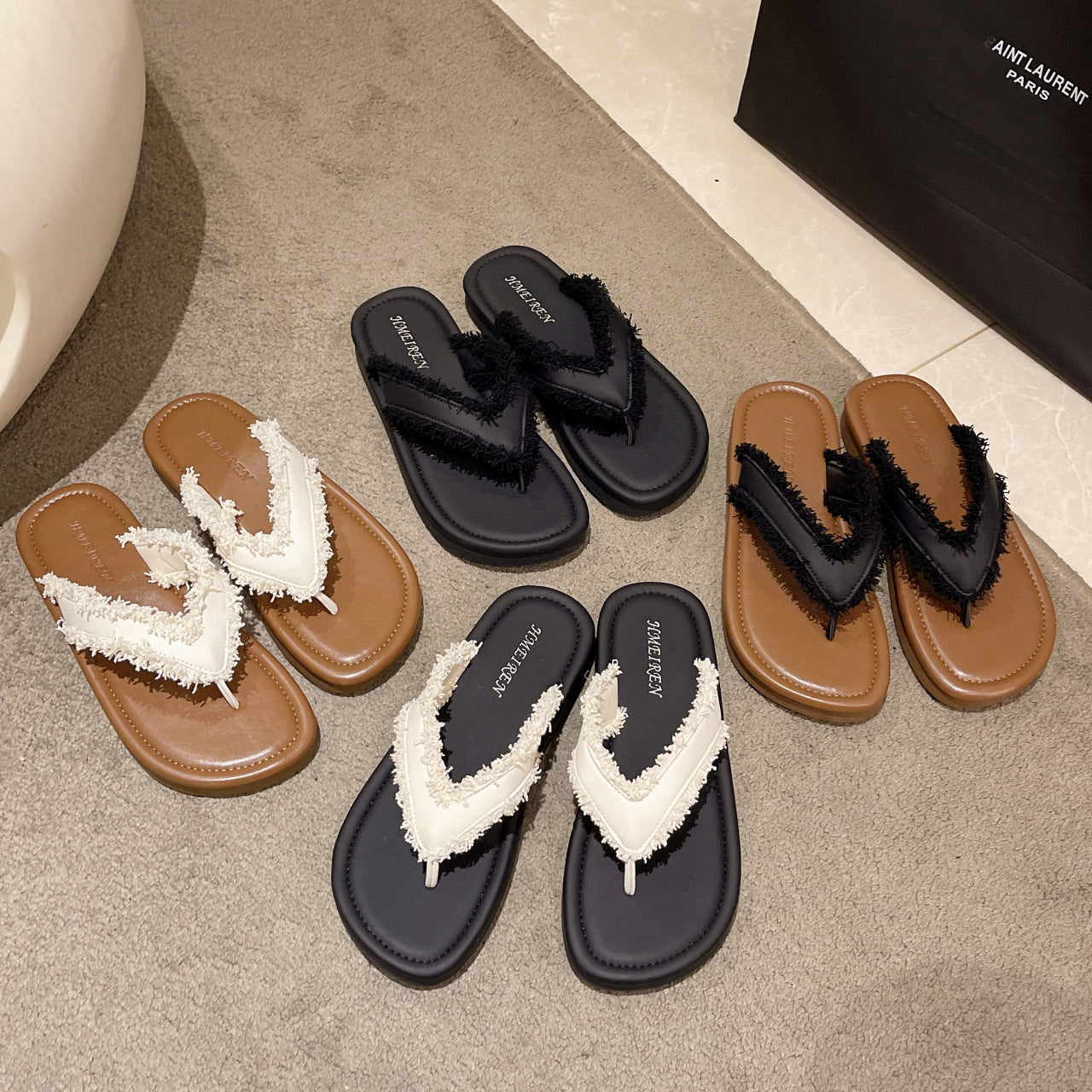 Damen Flip-Flops mit modischem Fransen-Design und komfortabler Sohle EB