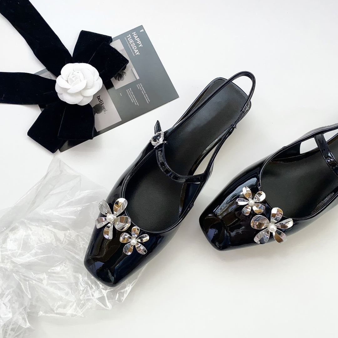 Damen Slingback-Pumps mit glamourösem Blumenschmuck und stilvollem Design R&B