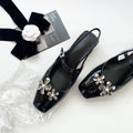 Damen Slingback-Pumps mit glamourösem Blumenschmuck und stilvollem Design