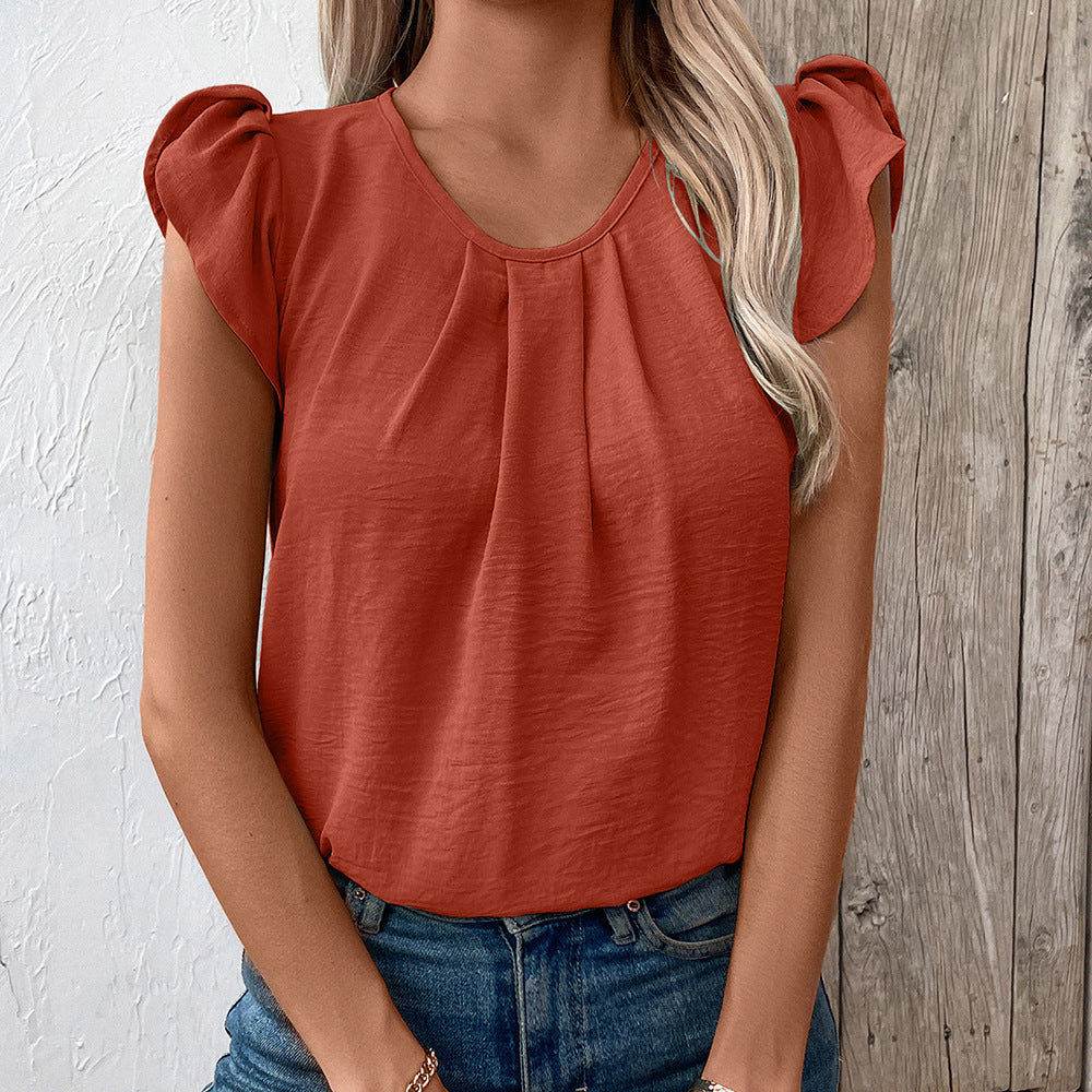Damen Elegantes Oberteil mit Puffärmeln und V-Ausschnitt R&B