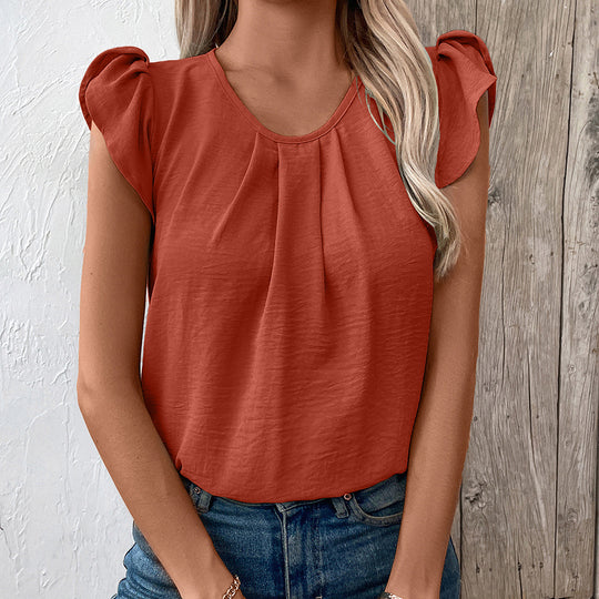 Damen Elegantes Oberteil mit Puffärmeln und V-Ausschnitt R&B