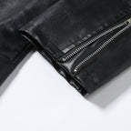 Herren Kunstleder Motorradjacke mit Reißverschluss R&B