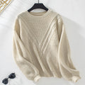 Damen Strickpullover mit V-Ausschnitt und dekorativem Strukturmuster