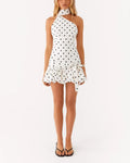 Damen Minikleid mit asymmetrischem Schnitt und polka-dot Design R&B