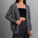 Damen Weicher Strickcardigan mit Knopfverschluss