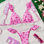 Damen Triangel-Bikini mit verspielten Rüschendetails R&B