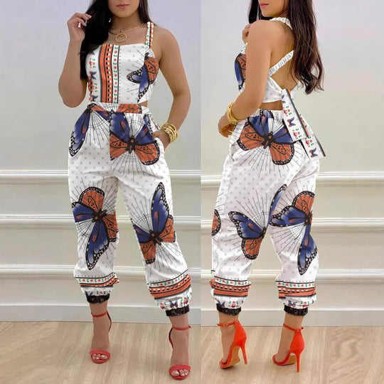 Damen Jumpsuit mit einzigartigem Denim-Print und tailliertem Schnitt R&B