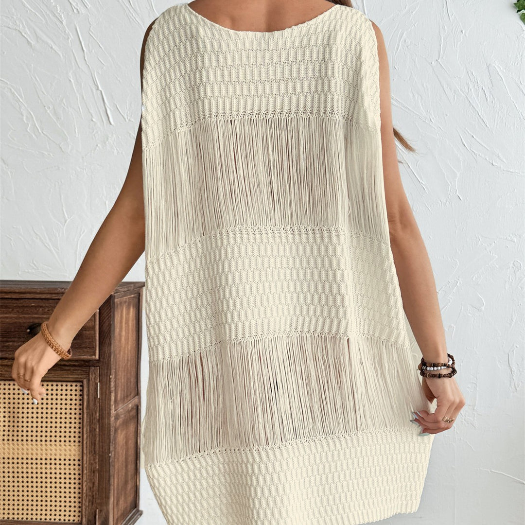 Damen Festliches Strickkleid mit Fransen und strukturierter Oberfläche R&B
