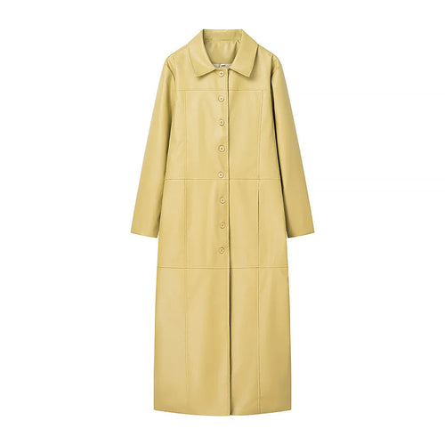Damen elegante Kunstledermantel R&B