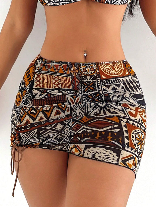 Damen Triangel-Bikini mit kontrastierenden Mustern R&B